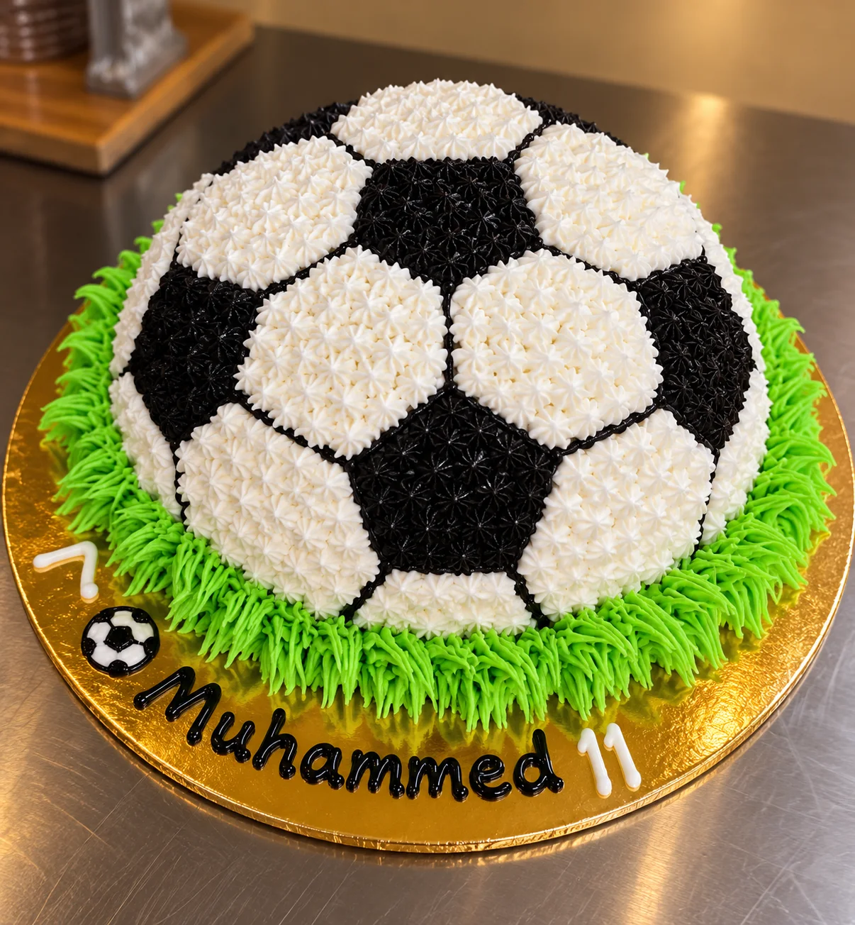 ⚽🎂 لعشّاق الطابة والحماس… حتى الكيكة صارت ملعب! 😍💚 كيكة على شكل كرة قدم، معمولة بحب وتفاصيل بتجنّن، لحتى تكون الفرحة غير شكل! 🥳
